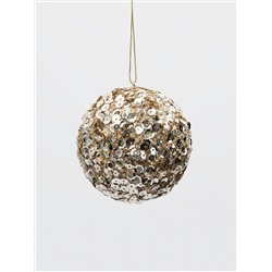 Игрушка елочная, 8 см, пластик, шампань, Шар с пайетками, New year