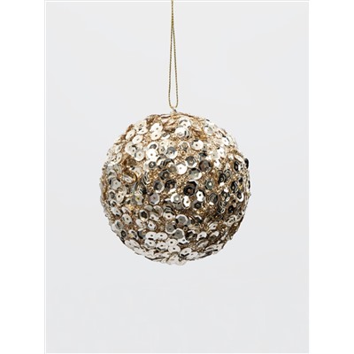 Игрушка елочная, 8 см, пластик, шампань, Шар с пайетками, New year