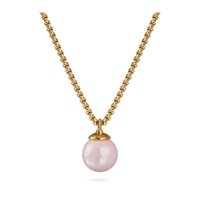 Кулон (Майорка 14мм холодно-розовая; покрытие золото) 50-57см, Есть комплект