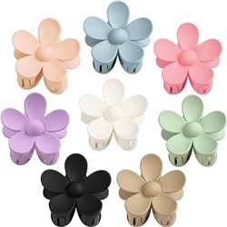 Hair Claw Clips, 8PCS Flower Hair Clips, Large Claw Clips for Women Thick Hair, Big Cute Dasiy Hair Clips, Non Slip Strong Hold for Women, Hair Accessories for Women Girls Gifts 8 Colors