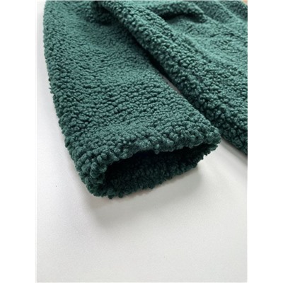 Женская шуба темно-зеленого из искусственного меха свободного кроя  Ank*o