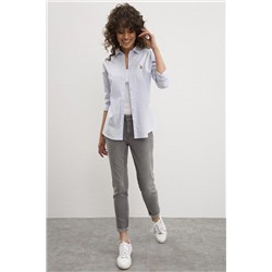 Kadın Açık Mavi Uzun Kollu Basic Gömlek