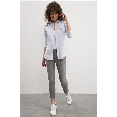 Kadın Açık Mavi Uzun Kollu Basic Gömlek