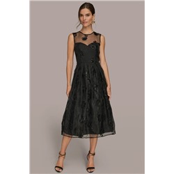 ORGANZA SLEEVELESS BEAD MIDI GOWN