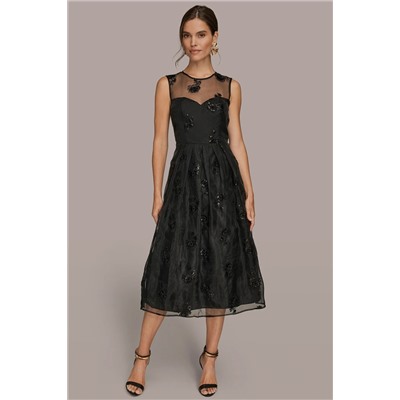 ORGANZA SLEEVELESS BEAD MIDI GOWN