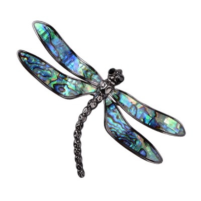 Брошь Стрекоза (гелиотис; покрытие черный родий) 10см, Есть комплект