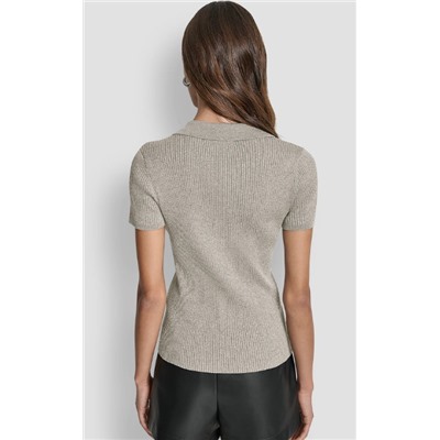 POLO RIB SWEATER WITH LUREX