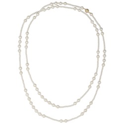 Колье Роса (Майорка белая 6-10мм; покрытие золото) 155см, Есть комплект