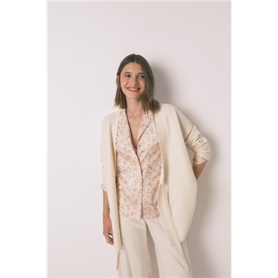 Pijama camisero largo satén rosa