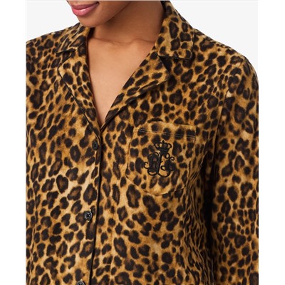 Lauren Ralph Lauren Women's Long Sleeves Notch Collar Pajama Set Женский пижамный комплект с длинными рукавами и воротником-стойкой