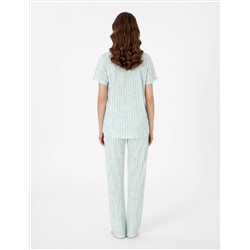 Mint Kısakollu Gömlek Pijama Takımı