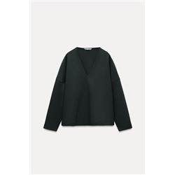 INTERLOCK V-NECK TOP