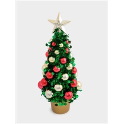 Ель искусственная, 30 см, с шарами, в горшке, мишура/пластик, зеленая, New year