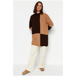 TRENDYOL MODEST Camel Kahverengi Renk Bloklu Triko Kazak TCTAW24AK00122