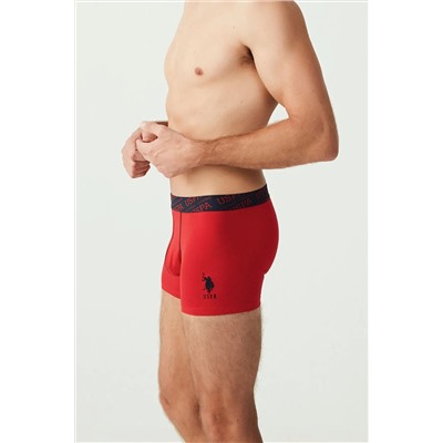U.S. Polo Assn. USPA Baskılı, Pamuklu ve Likralı Erkek 3'lü Boxer Seti 80336