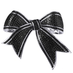 Брошь Бант (фианит черный; покрытие родий)