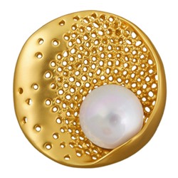 Брошь (Майорка 16мм белая; покрытие матовое золото), Есть комплект