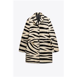 ANIMAL PRINT LEATHER COAT ZW COLLECTION