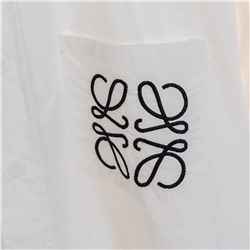 Классная рубашка с вышивкой на груди и манжетах Loew*e 🖤  Унисекс модель  Реплика 1:1