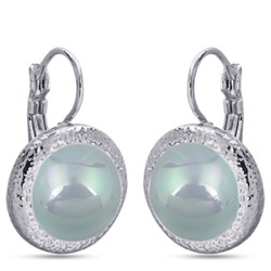 Серьги (Майорка 12 мм голубая; покрытие родий), Есть комплект