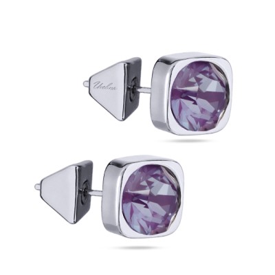 Пусеты Теннис (кристаллы SW пурпурные 8мм; покрытие родий), Есть комплект