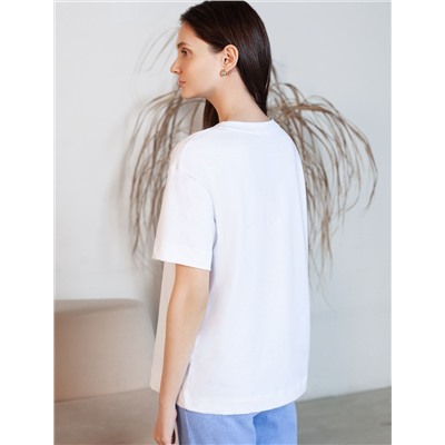 Футболка с принтом свободная из премиального 100% хлопка