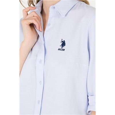 Kadın Açık Mavi Uzun Kollu Basic Gömlek