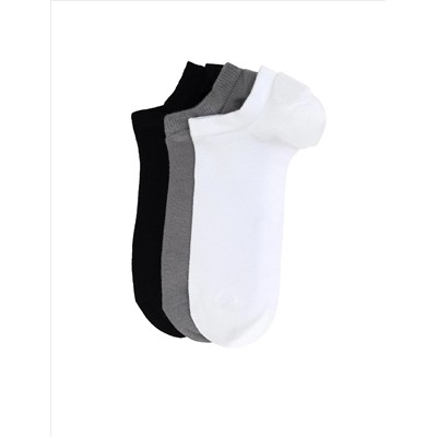 Erkek Bambu Karışımlı 3'lü Paket Beyaz Patik Basic Çorap