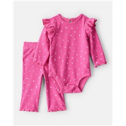 Baby Girl 2-Piece Floral Bodysuit & Pant Set - Pink