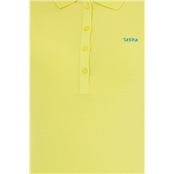 Kadın Neon Sarı Basic Polo Yaka Tişört