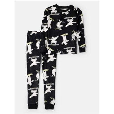 Carter's   Boys Polar Bear Print DreamPlush Long-Sleeve Snug Fit 2-Piece Pajamas - Black