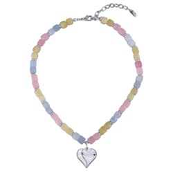 Колье Селена (кварц карамельный микс 7-8мм; покрытие родий) 42-49см, Есть комплект