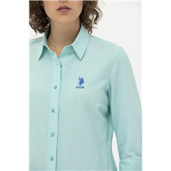 Kadın Mint Uzun Kollu Basic Gömlek