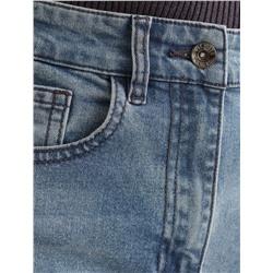 Джинсы трубы с декоративной стиркой из эластичного денима средней плотности