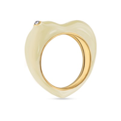 Кольцо Сердцебиение (эмаль сливочное масло; покрытие золото), Есть комплект