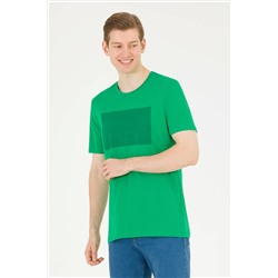 Erkek Yeşil Bisiklet Yaka Tişört