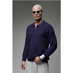 Свитер с замком синий