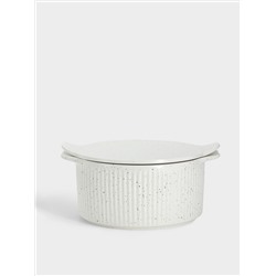 Кастрюля, 3 л, с крышкой, фарфор P, круглая, молочная, в крапинку, Speckle