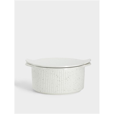 Кастрюля, 3 л, с крышкой, фарфор P, круглая, молочная, в крапинку, Speckle