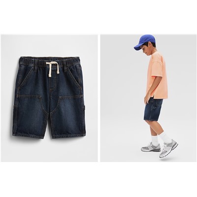 Kids Pull-On Slim Denim Carpenter Shorts