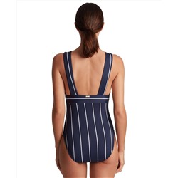 Lauren Ralph Lauren Women's Striped V-Neck One-Piece Swimsuit