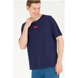 Erkek Lacivert Comfort Bisiklet Yaka Tişört