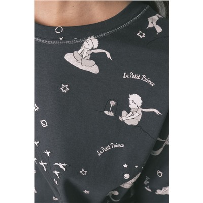 Pijama largo 100% algodón gris El Principito