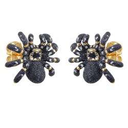 Серьги Паук (эмаль матовая черная; покрытие золото), Есть комплект