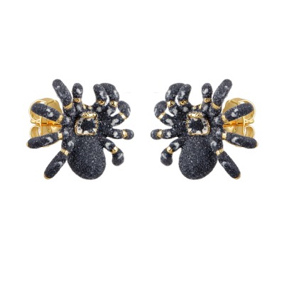 Серьги Паук (эмаль матовая черная; покрытие золото), Есть комплект