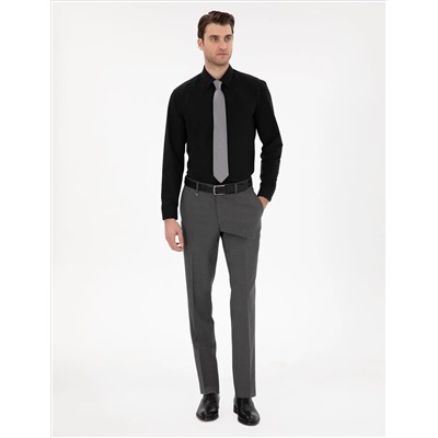 Siyah Regular Fit Uzun Kollu Basic Gömlek