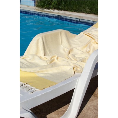 Vionel Home %100 Organik Pamuk, Sarı Satranç Desenli Peştemal, Banyo Ve Plaj Havlusu, 100x175cm