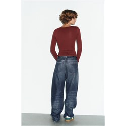 RIBBED T-SHIRT WITH SQUARE NECKLINE