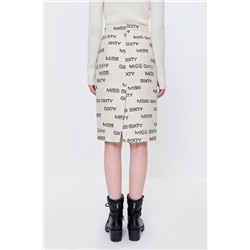 Falda recta de talle alto Beige