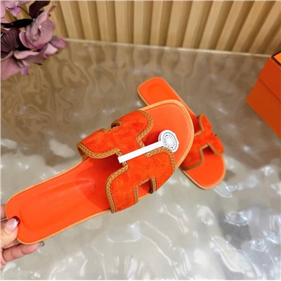 Женские замшевые шлепки с плетением  ХЕРМЕ*С ОРА*Н